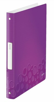 LEITZ Ringbuch A4 Wow violett metall Ringbuch WOW mit selbstklebendem Rücken