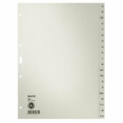 LEITZ 4300 Register - A - Z Papier A4 30 cm hoch 20 Blatt grau