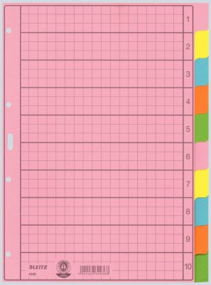 LEITZ 4340 Register - blanko Papier A4 10 Blatt Taben 2x 5-farbig