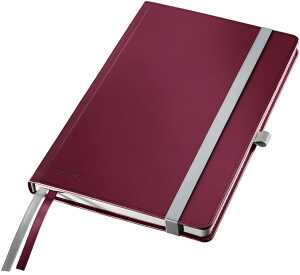 LEITZ Notizbuch Style A5 kar. granat rot Style A5 kariert mit festem