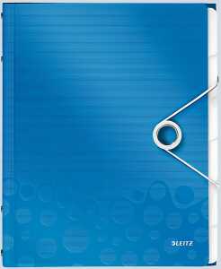 Ordnungsmappe A4 WOW PP 6 Fächer blau metallic 3 Klappen