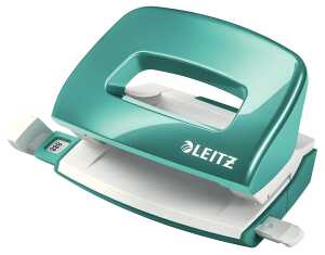 LEITZ WOW Locher Mini 10Blatt eisblau Metall mit Anschlagschiene