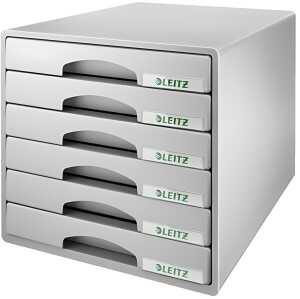 LEITZ Schubladenbox Plus grau BxHxT: 287x270 x363 mm für A4. Farbe: