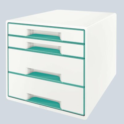 LEITZ Schubladenbox WOW CUBE eisblau metallic 5213-20-51 4 Schubladen