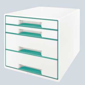 LEITZ Schubladenbox WOW CUBE eisblau metallic 52132051 4 Schubladen