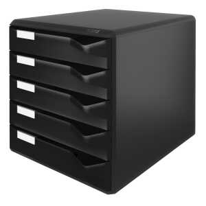 Schubladenset PostSet A4/C4 5 halboffene Schubladen schwarz/schwarz