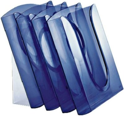 LEITZ Prospekthalter 4 Fächer blautransparent Presenter-Set mit 4 Prospektfäche