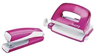 LEITZ 5561 Set Mini Locher Heftgerät NeXXt WOW pink metallic