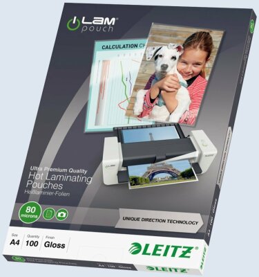 Leitz 7478 Laminierfolie UDT - A4, glänzend, 80 mym, 100 Stück