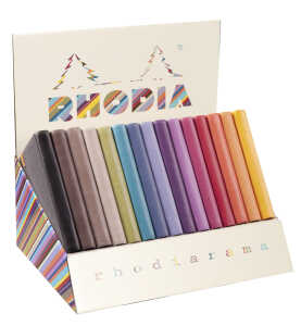 Display Rhodiarama Sortierung mit 15x festen Notizbüchern A6 blanko