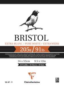 Clairefontaine Block Bristolkarton 24x32 205g 20Bl