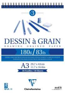 Clairefontaine Zeichenblock A3 Spirale 180g 30 Bl