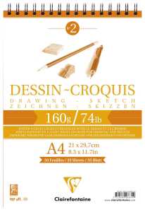 Clairefontaine Zeichenblock A4 Spirale 160g 35Bl