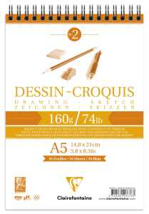Clairefontaine Zeichenblock A5 Spirale 160g 35Bl