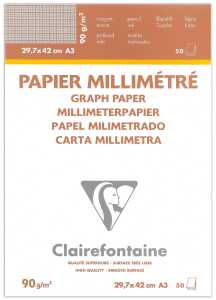 Clairefontaine Milimeterpapier A3 weiss 90g 50Bl