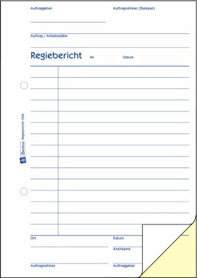 Zweckform 1306 Regiebericht, DIN A5, vorgelocht, 2 x 50 Blatt, weiß, gelb