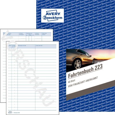 Zweckform 223 Fahrtenbuch - A5, steuerlicher km-Nachweis, 40 Blatt, weiß