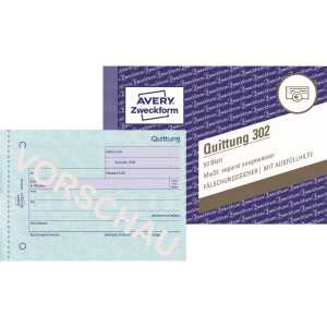AVERY Zweckform Formularbuch Quitt ung mit MWSt.-Nachweis (7200302)