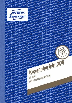 Zweckform 305 Kassenbericht, DIN A5, vorgelocht, 50 Blatt, weiß