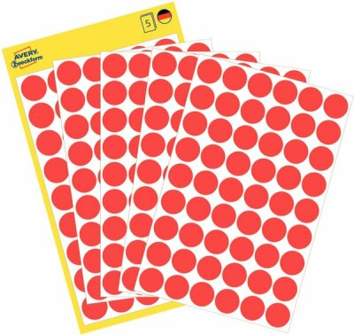 Zweckform 3141 Markierungspunkte - Ø 12 mm, 5 Blatt/270 Etiketten, rot