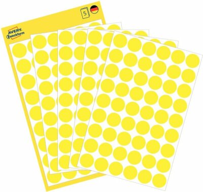 Zweckform 3144 Markierungspunkte - Ø 12 mm, 5 Blatt/270 Etiketten, gelb