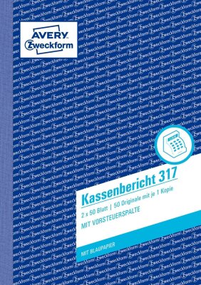 Zweckform 317 Kassenbericht, DIN A5, vorgelocht, 2 x 50 Blatt, weiß, gelb