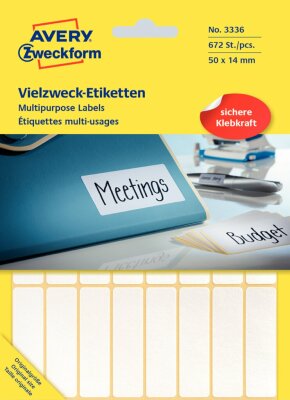 Zweckform 3336 Universal-Etiketten, 50 x 14 mm, 28 Blatt/672 Etiketten, weiß