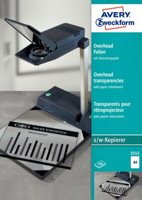 Zweckform 3555 Overhead-Folien - A4, unbeschichtet, Stärke 0,10 mm, 100 Blatt