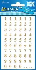 Zweckform 3728 Zahlen-Etiketten - 0-99, 7,5 mm, gold, 124 Etiketten