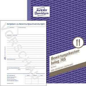 Avery Zweckform Bewirtungskostenbeleg 745 DIN A5 60g/m² 50 Bl.