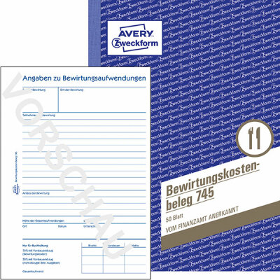 Zweckform 745 Bewirtungskostenbeleg, DIN A5, mikroperforiert, 50 Blatt, gelb