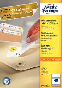 Universal-Etiketten ablösbar weiß 45,7 x 21,2 mm