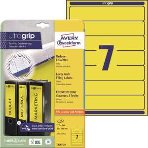 Rückenschild I+L+K kurz/schmal, gelb, A4, 38x192 mm, 20Bl=140St