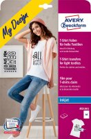 Zweckform T-Shirt Folie für helle Textilien A4 5 Blatt - matt , klebstofffrei waschbar nur für Inkjetdrucker - Avery Zweckforn