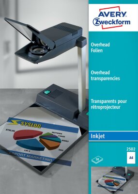 Zweckform 2502 Overhead-Folien, DIN A4, spezialbeschichtet, stapelverarbeitbar, Stärke: 0,11 mm, 50 Blatt