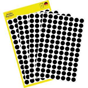 Avery Zweckform Markierungspunkt 8mm Papier schwarz 416 Etik./Pack.