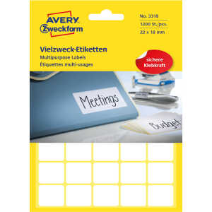 Universal-Etiketten 22 x 18 mm, weiß, 1.200 Etiketten/30 Bl permanent
