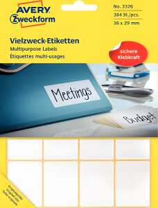 Etikett 38 x 29 mm, weiß, 384 Stück