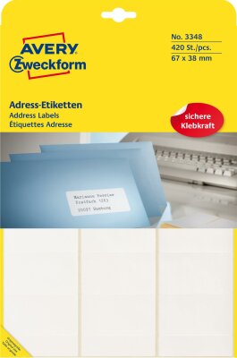 Zweckform 3348 Adress-Etiketten - 67 x 38 mm, selbstklebend, 420 Stück