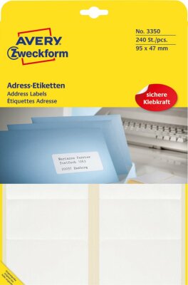 Zweckform 3350 Adress-Etiketten - 95 x 47 mm, selbstklebend, 240 Stück