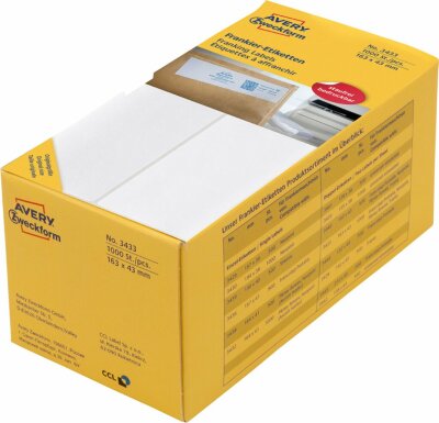 Zweckform 3433 Frankier-Etiketten - doppelt, 163 x 43 mm, 1.000 Etiketten