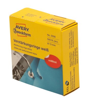 Zweckform 3508 Verstärkungsringe, Ø 13 mm, 500 Stück/500 Etiketten, weiß