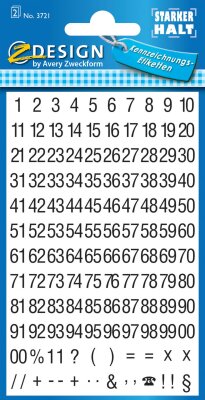 Zweckform 3721 Zahlen-Etiketten - 0-99, 6,5 mm, schwarz, selbstklebend, witterungsbeständig, 250 Etiketten