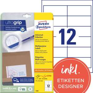 Universal-Etiketten - 97 x 42,3 mm, weiß, 360 Etiketten, permanent