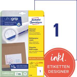 Universal-Etiketten - 210 x 297 mm, weiß, 30 Etiketten, permanent