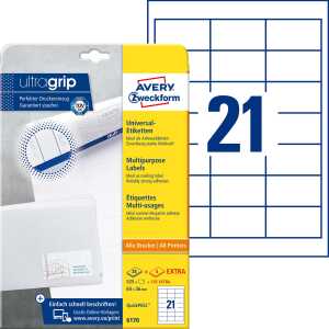 Universal-Etiketten - 64 x 36 mm, weiß, 630 Etiketten, permanent