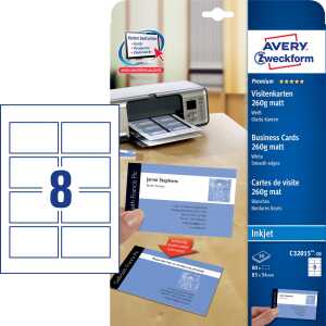 Visitenkarten, 85 x 54 mm, Spezialbeschichtung matt, 10 Blatt/80 Stück