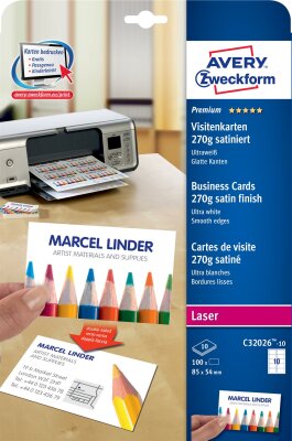 Zweckform C32026-10 10BL Visitenkarten Colour Laser Q&C