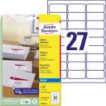 Adress-Etiketten 63,5 x 29,6 mm, weiß, 675 Etiketten/25 Blatt, perm