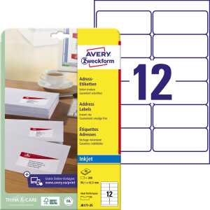 Adress-Etiketten 99,1 x 42,3 mm, weiß, 300 Etiketten/25 Blatt, perm